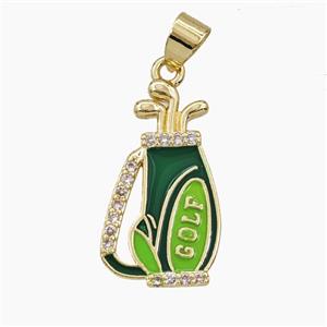 Copper Golf Club Pendant Pave Zirconia Enamel Sports Gold Plated, approx 14-25mm [FD29515]