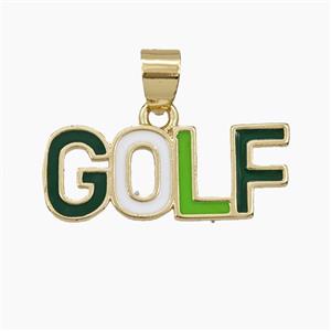 Copper GOLF Pendant Multicolor Enamel Sports Gold Plated, approx 10-24mm [FD29527]