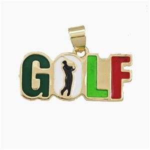 Copper GOLF Pendant Multicolor Enamel Sports Gold Plated, approx 12-27mm [FD29528]
