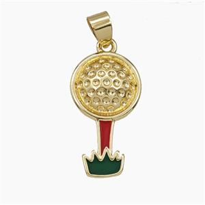Copper Golf Ball Pendant Enamel Sports Gold Plated, approx 8-25mm [FD29530]