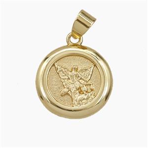 Copper Saint Michael Pendant Gold Plated, approx 17mm [FD29545]