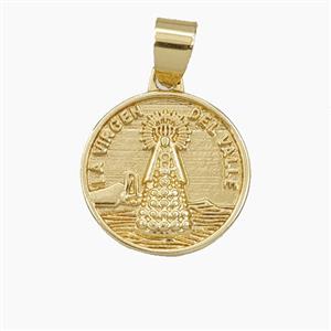 La Virgen Del Valle Charms Copper Pendant Gold Plated, approx 16mm [FD29546]