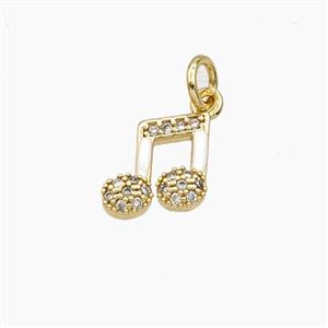 Copper Musical Note Pendant Pave Zirconia Gold Plated, approx 9mm [FD29622]