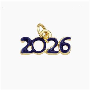 Copper 2026 Pendant Blue Enamel Gold Plated, approx 6-16mm [FD29627]