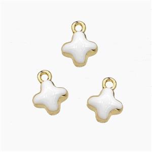 Copper Cross Pendant White Enamel Gold Plated, approx 7.5mm [FD29631]