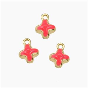 Copper Cross Pendant Red Enamel Gold Plated, approx 7.5mm [FD29633]