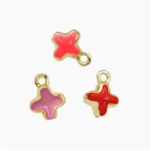 Copper Cross Pendant Enamel Gold Plated Mixed, approx 7.5mm [FD29635]