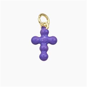 Copper Cross Pendant Lavender Enamel Gold Plated, approx 9-12mm [FD29641]