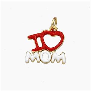 Copper Pendant ILoveMOM Enamel Gold Plated, approx 12-14mm [FD29648]