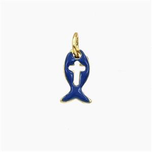 Copper Fish Pendant Blue Enamel Gold Plated, approx 6-10mm [FD29650]