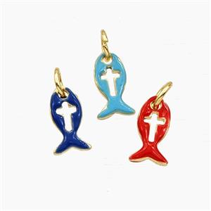 Copper Fish Pendant Enamel Gold Plated Mixed, approx 6-10mm [FD29653]