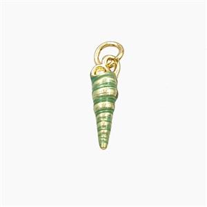 Copper Seashell Pendant Green Painted Gold Plated, approx 4-14mm [FD29654]