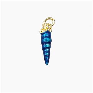 Copper Seashell Pendant Blue Painted Gold Plated, approx 4-14mm [FD29655]