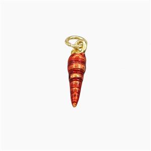 Copper Seashell Pendant Red Painted Gold Plated, approx 4-14mm [FD29656]