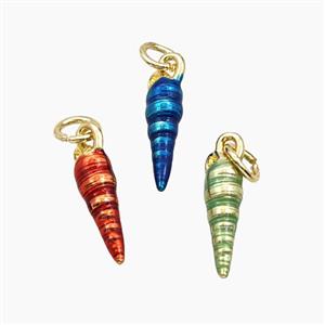 Copper Seashell Pendant Painted Gold Plated Mixed, approx 4-14mm [FD29657]