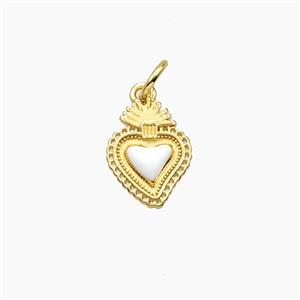 Copper Sacred Heart Pendant White Enamel Gold Plated, approx 9-12mm [FD29663]