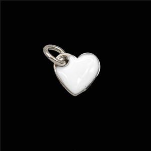 Copper Heart Pendant White Enamel Platinum Plated, approx 8mm [FD29671]