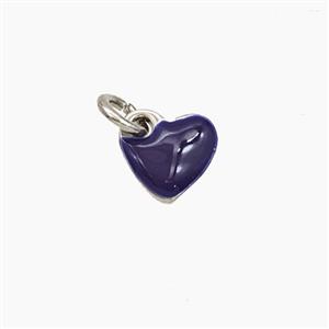 Copper Heart Pendant Darkblue Enamel Platinum Plated, approx 8mm [FD29672]