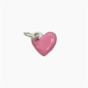 Copper Heart Pendant Pink Enamel Platinum Plated, approx 8mm [FD29673]