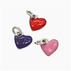 Copper Heart Pendant Enamel Platinum Plated Mixed, approx 8mm [FD29675]
