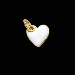Copper Heart Pendant White Enamel Gold Plated, approx 8mm [FD29676]