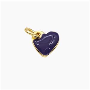 Copper Heart Pendant Darkblue Enamel Gold Plated, approx 8mm [FD29677]