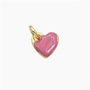 Copper Heart Pendant Pink Enamel Gold Plated, approx 8mm [FD29678]