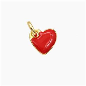 Copper Heart Pendant Red Enamel Gold Plated, approx 8mm [FD29679]