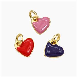 Copper Heart Pendant Enamel Gold Plated Mixed, approx 8mm [FD29680]