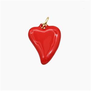 Copper Heart Pendant Red Enamel Gold Plated, approx 12-16mm [FD29689]
