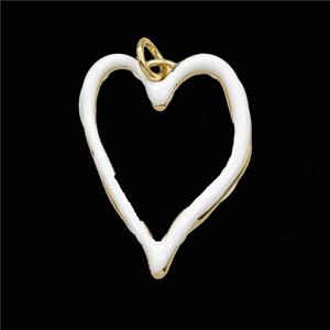 Copper Heart Pendant White Enamel Hollow Gold Plated, approx 18-25mm [FD29691]