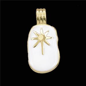 Copper Northstar Pendant White Enamel Gold Plated, approx 10-20mm [FD29703]