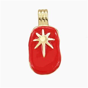 Copper Northstar Pendant Red Enamel Gold Plated, approx 10-20mm [FD29704]