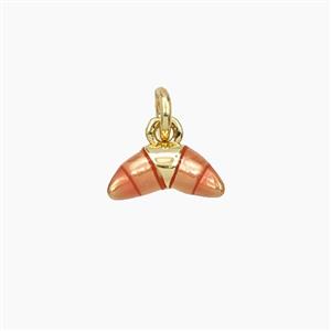 Copper Croissant Pendant Red Painted Gold Plated, approx 5-11mm [FD29709]