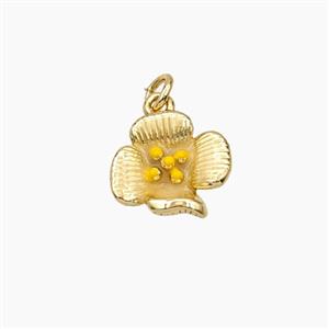 Copper Flower Pendant Painted Gold Plated, approx 12mm [FD29710]