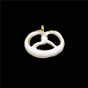 Copper Pretzel Pendant White Enamel Gold Plated, approx 10-15mm [FD29712]