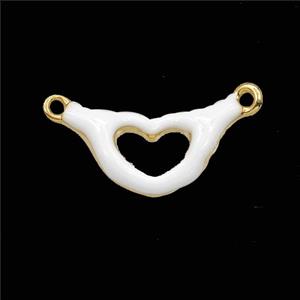 Copper Hand Heart Pendant White Enamel 2loops Gold Plated, approx 9-18mm [FD29714]
