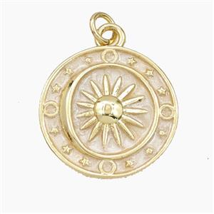 Copper Sun Pendant White Painted Gold Plated, approx 19.5mm [FD29738]