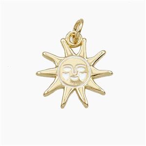 Copper Sun Pendant White Painted Gold Plated, approx 15.5mm [FD29742]
