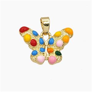 Bohemia Style Copper Butterfly Pendant Multicolor Enamel Gold Plated, approx 12-17.5mm [FD29769]