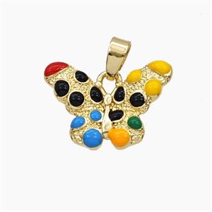 Bohemia Style Copper Butterfly Pendant Multicolor Enamel Gold Plated, approx 12-17.5mm [FD29770]