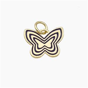 Copper Butterfly Pendant Black Enamel Gold Plated, approx 11-13.5mm [FD29771]
