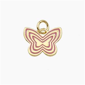 Copper Butterfly Pendant Pink Enamel Gold Plated, approx 11-13.5mm [FD29772]