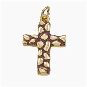Bohemia Style Copper Cross Pendant Coffee Enamel Gold Plated, approx 15-20mm [FD29786]