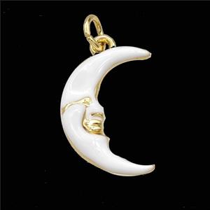 Copper Moon Pendant White Enamel Gold Plated, approx 14-19mm [FD29794]