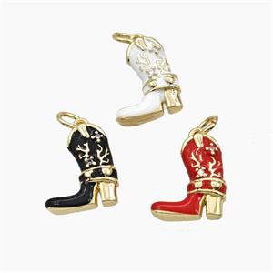 Copper Cowboy Boots Pendant Enamel Shoes Gold Plated Mixed, approx 12-15mm [FD29802]