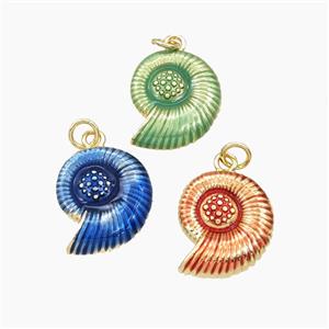 Copper Conch Shell Pendant Painted Gold Plated Mixed, approx 15-18mm [FD29808]