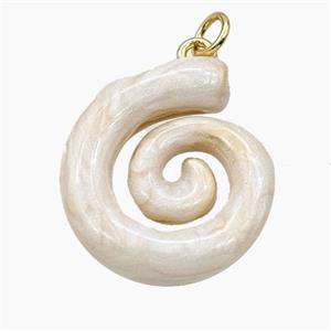 Copper Spiral Pendant White Enamel Gold Plated, approx 21-24mm [FD29809]