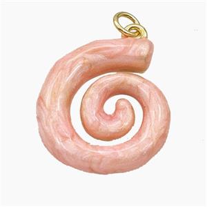 Copper Spiral Pendant Pink Enamel Gold Plated, approx 21-24mm [FD29810]