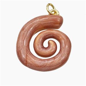 Copper Spiral Pendant Red Enamel Gold Plated, approx 21-24mm [FD29811]